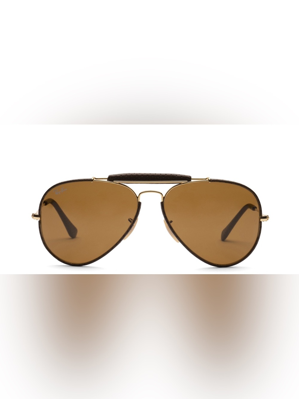 Ray-Ban Brown Leather Aviator Sunglasses – Gold Frame